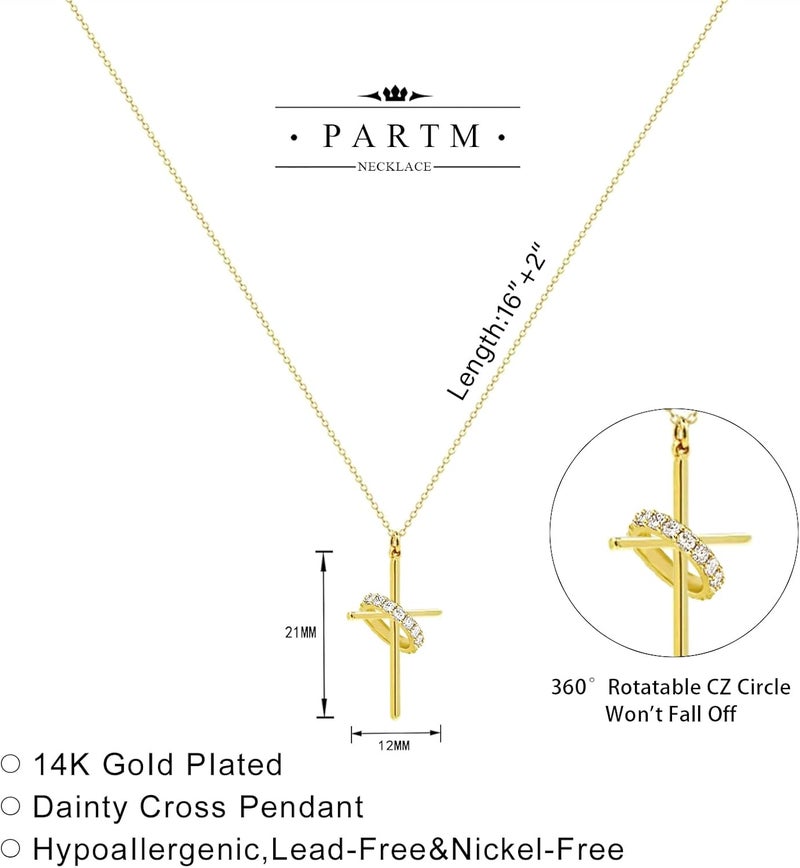 Partm Gold Cross Necklace for Women 14K Plated Dainty Pendant Cross Chain Faith Crucifix Choker Baptism Necklace for Women Trendy Religious Jewelry Hypoallergenic - Image 4